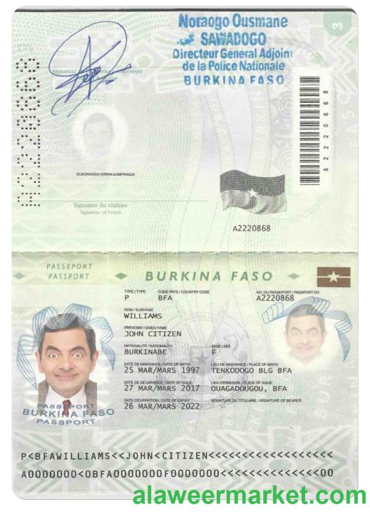 BURKINA FASO passport template in PSD format, fully editable (2008 - 2018)